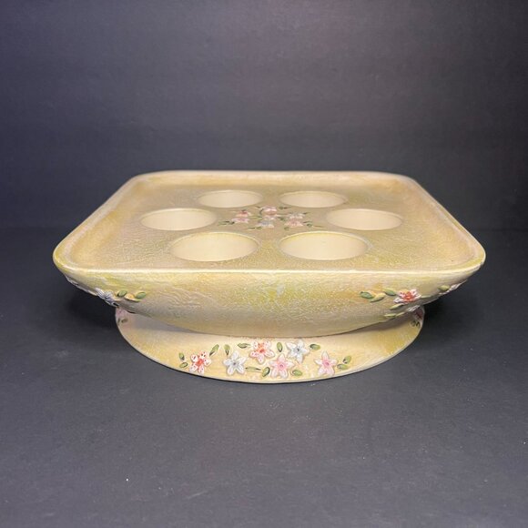 PartyLite P8014 Terrace Blossom Floral 3-Wick Multi Tealight Candle Holder 8.25" - Picture 2 of 10